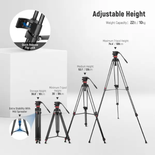 חצובת וידאו מקצועית NEEWER Video Tripod TP75 – תמונה 9
