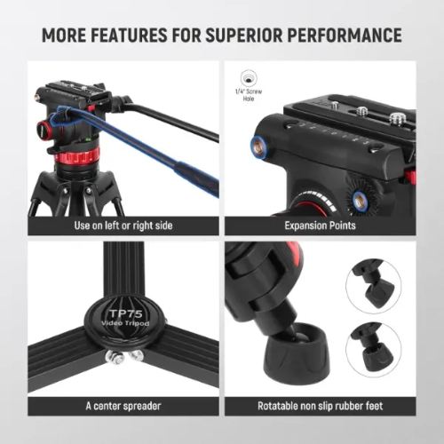 חצובת וידאו מקצועית NEEWER Video Tripod TP75 – תמונה 3