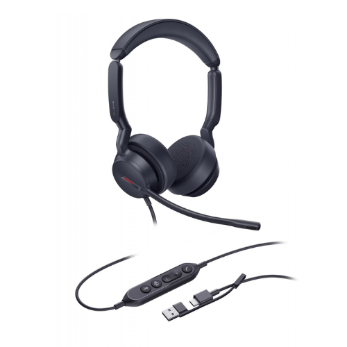 Yealink UH44 Dual Teams USB‑C/A – אוזניות חוטיות מקצועיות עם USB‑C/A לשיחות Teams