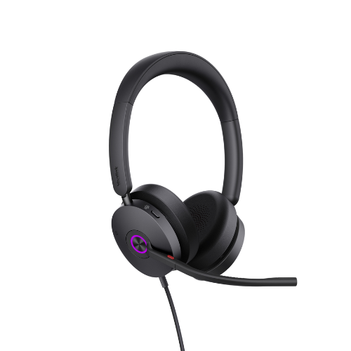 מערכת ראש מקצועית למחשב עם ביטול רעשים Hybrid ANC ו-USB-C/USB-A לתקשורת ו-Microsoft Teams