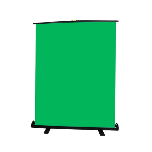 רקע ירוק לצילום רול אפ Green Screen 2.3m View Center רחב ומקצועי עם בסיס שחור.