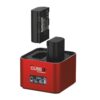 מטען כפול מקצועי Hahnel ProCube3 לסוללות Canon עם מסך תצוגה דיגיטלי וסוללות נטענות ב-View Center.