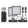 סט 2 משטחי אור גמישים דגם Godox FL150S Flexible LED של view center, מציג פאנלי תאורה דקים מבד עם סופטבוקסים ובקרי שליטה דיגיטליים.