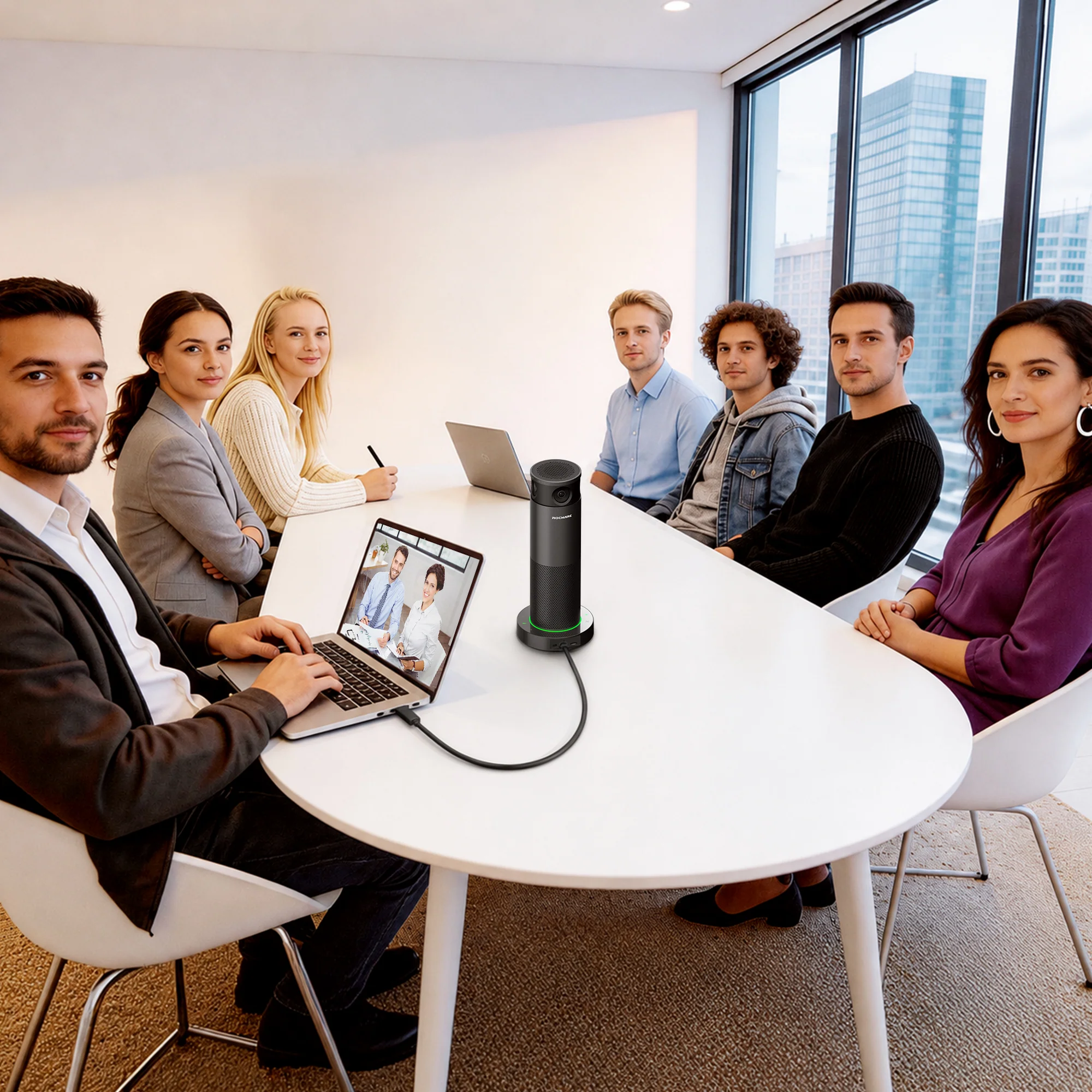 מצלמת ועידה פנורמית 360° Rocware RC360 AI All-in-One – תמונה 6