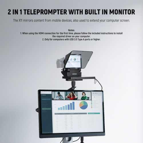 טלפרומפטר מקצועי עם מסך NEEWER X11 2-in-1 – תמונה 3