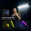 מקל תאורת LED נייד Neewer SL50 מקצועי View Center מציג תאורת RGB צבעונית ומסך הגדרות אחורי על רקע לבן clean.